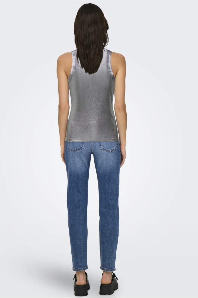 ONLSOL LIFE S/L GLITTER RIB TOP JRS 15325270 PHANTOM/SILVER FOIL